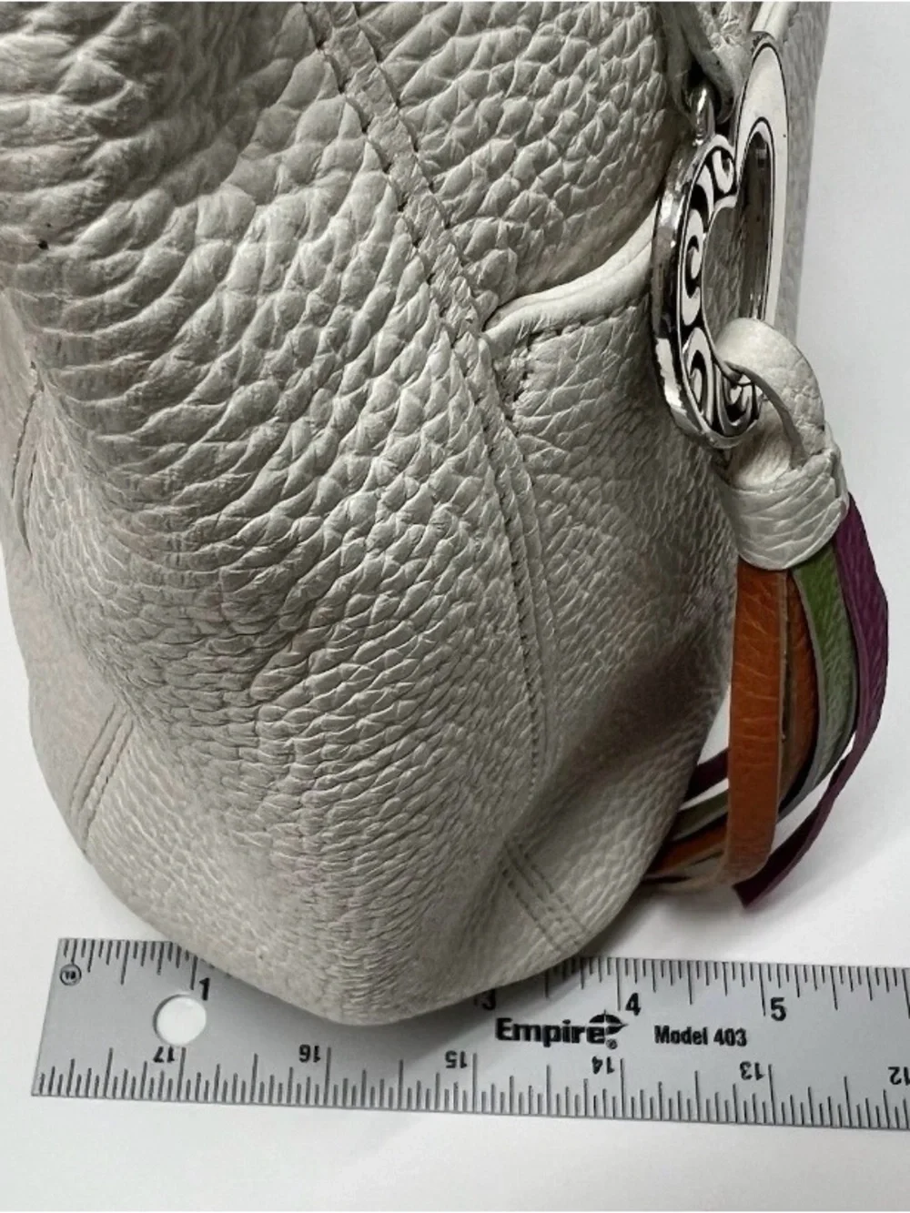 Brighton Cream Leather Shoulder Bag with Multicolor Braided Strap
